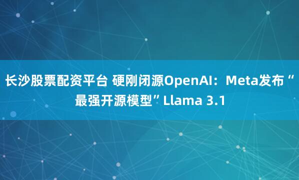 长沙股票配资平台 硬刚闭源OpenAI：Meta发布“最强开源模型”Llama 3.1