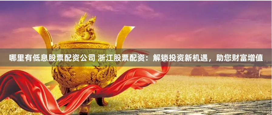 哪里有低息股票配资公司 浙江股票配资：解锁投资新机遇，助您财富增值