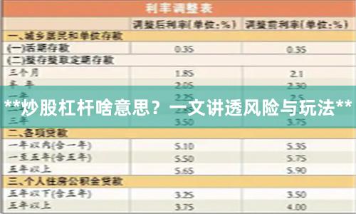 **炒股杠杆啥意思?一文讲透风险与玩法**